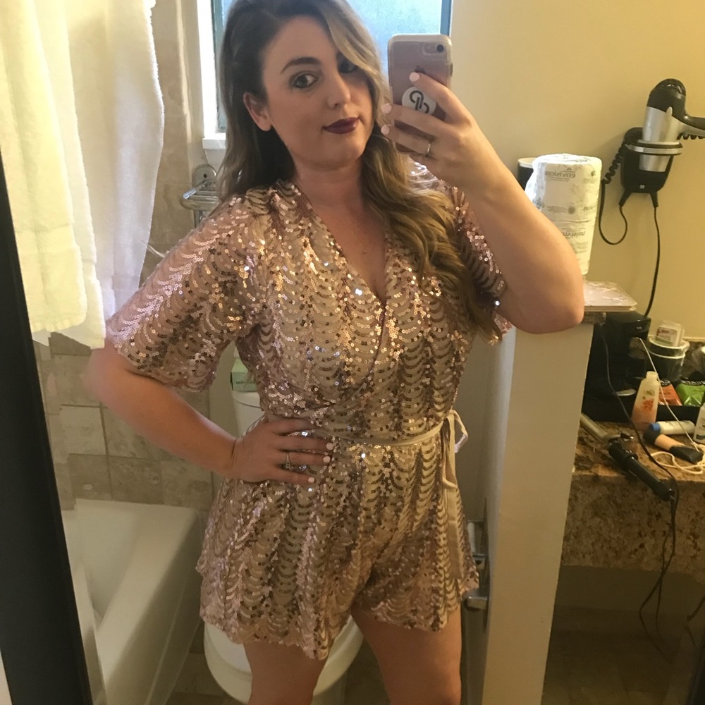 Gold / Nude sequin Short Romper